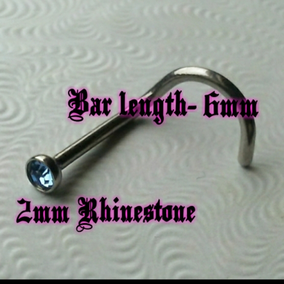 🌙💙*4/$15* Rhinestone Steel Nose Screw Piercing Body Jewelry - Picture 4 of 7